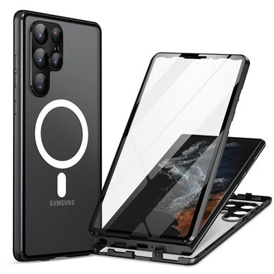 Case For Samsung Galaxy S22 S23 Ultra S21 Plus Magsafe 360° Full Closed Protection Aluminium Alloy Glass Magnetic Circle Cover