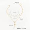 Pearl four-leaf clover pendant with zirconia luxury and elegant style women's fashion double-layered necklace for daily wear