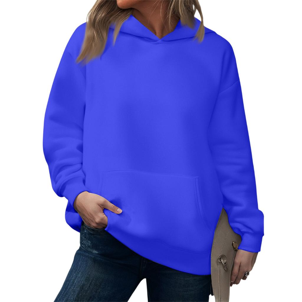 Fashionable Women's Hooded Sweatshirt Casual Pocket Top Loose Pullover