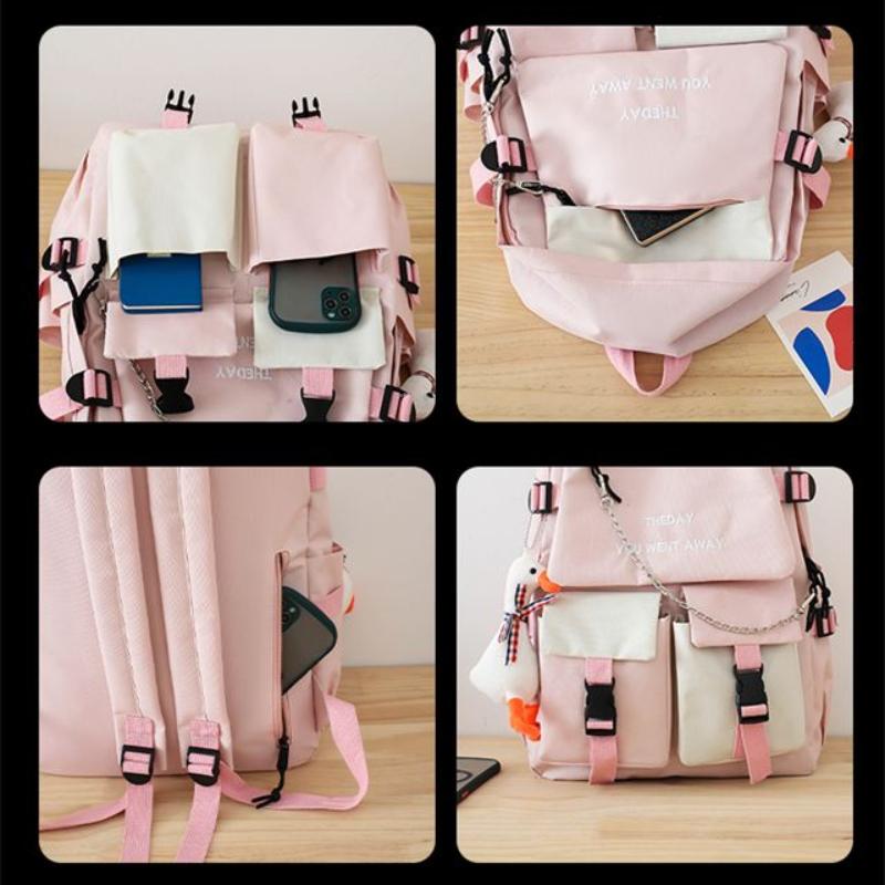 5pcs Schoolbag Student Large Capacity Spine Protection Five Piece Set  Boys Elementary School Students Girls' Backpacks Pencil Cases