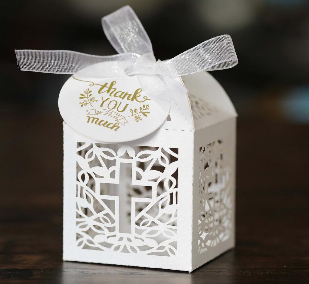 10pcs Crossing Candy Dragee Boxes Angel Gift Box Baby Shower Baptism Birthday First Communion Christening Wedding Decor