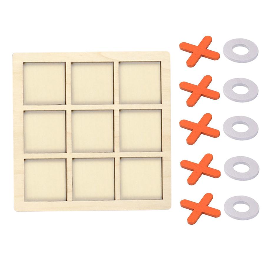 Tic Tac Toe Game Classic XOXO Board Game Family Fun Travel Toys Strategy Toys Perfect for Birthday Gifts Wooden 3x3 Grid JXB