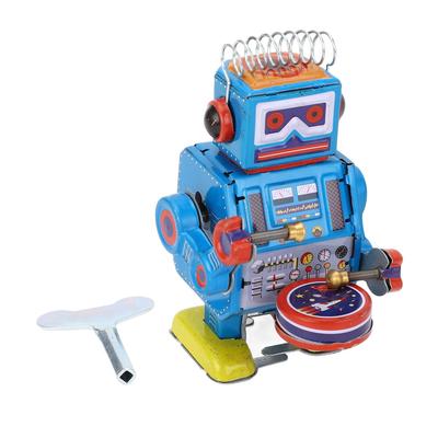 Handgefertigtes, aufziehbares Roboter-Spielzeug mit Trommelfunktion, Vintage-Roboter-Blechspielzeug für Erwachsene, Sammlerstück, Dekoration