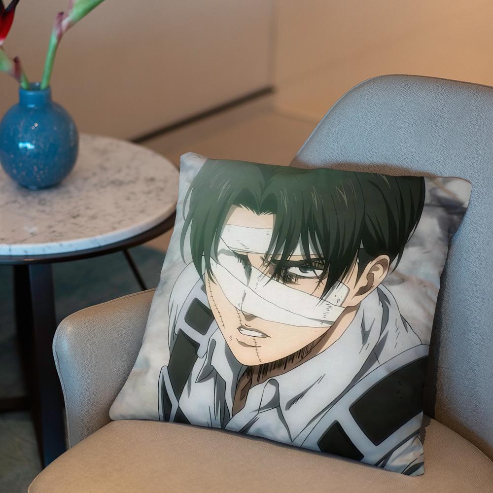 Levi Ackerman Attack On Titan Anime Cushion Cover 2-in-1 Reversible Plush Pillow Cover | Car/Sofa/Bed | Perfect Gift