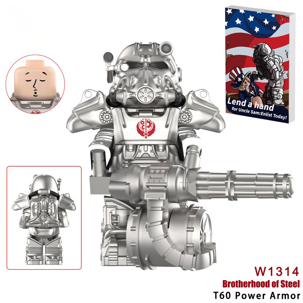 Neueste Bos Game T60 Power Rüstung Armee Offiziere Soldaten Figur Maschinengewehr Modell Bausteine Kinderspielzeug Geschenke Junge Mädchen Juguetes