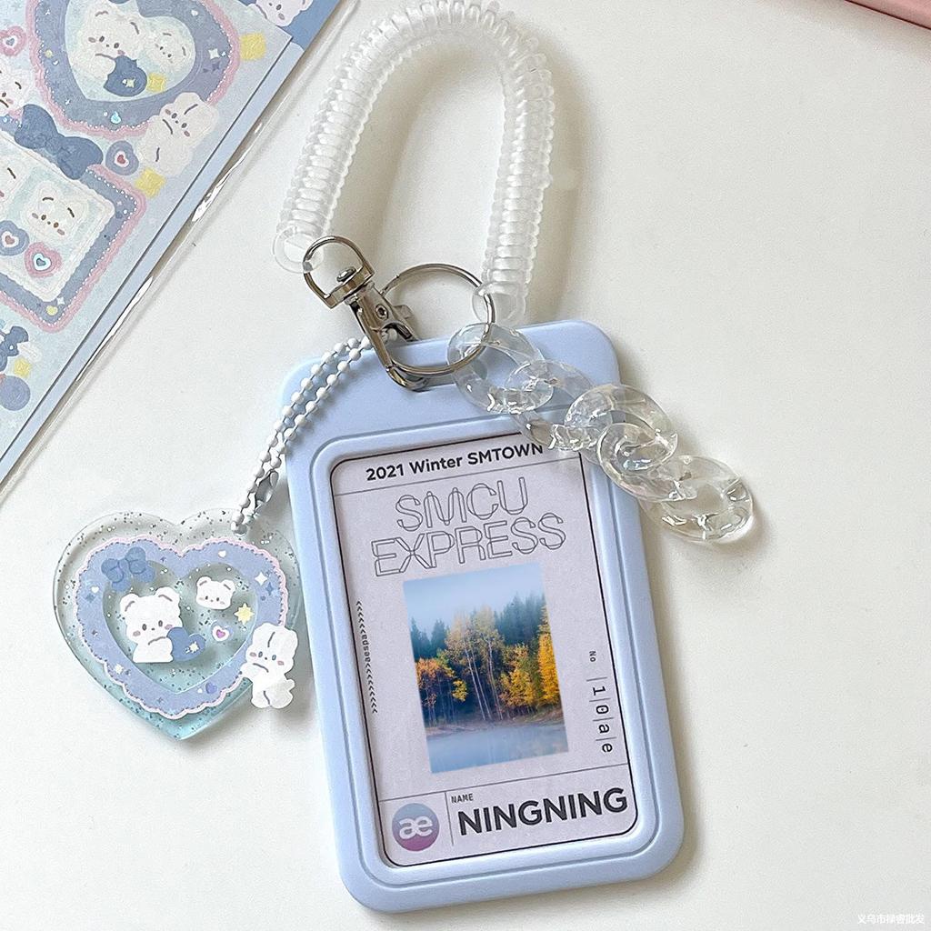Durable & Waterproof Photocard Holders Keychain ID Badge Holder Bus Card Student School Supplies ID Credit Card Hold