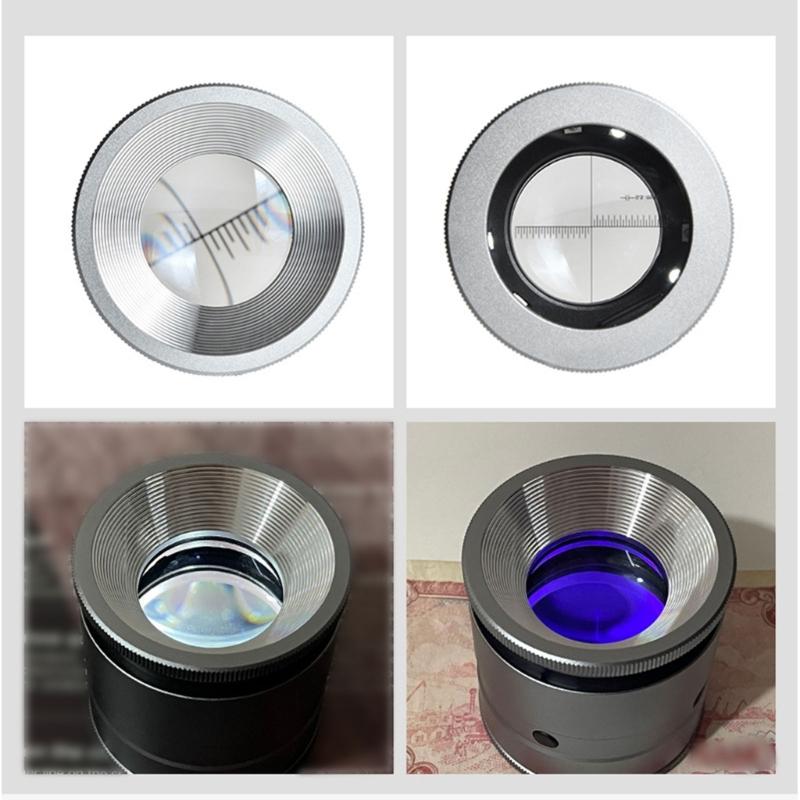 Handlupe 10x Vergrößerungsglaslinse für Schmuck Briefmarkeninspektion Vergrößerungslinse Lupe mit LED-Licht