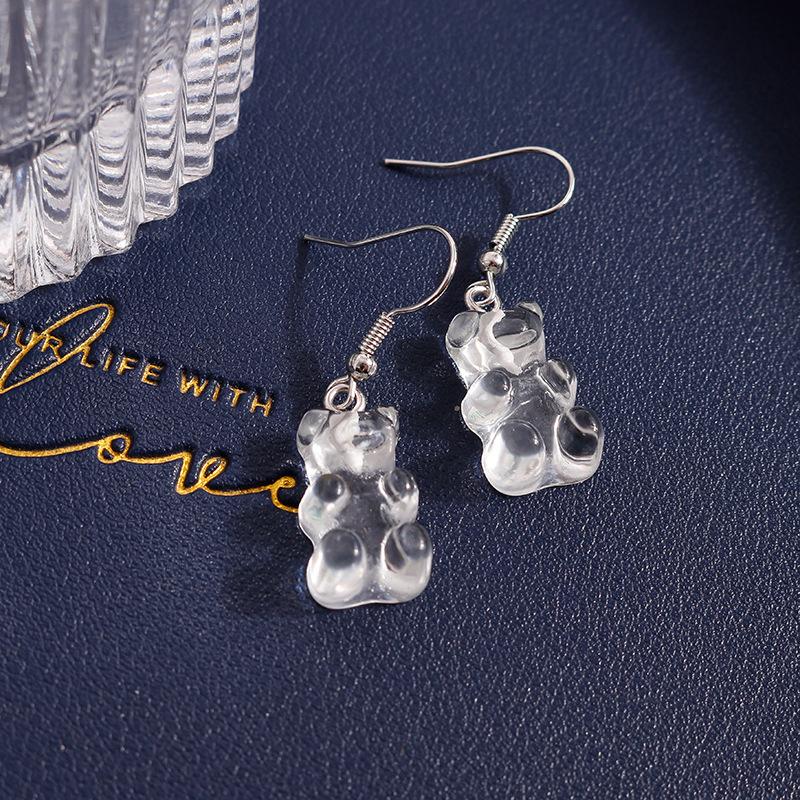 Cute Candy Color Gummy Bear Drop Earrings for Women Girls Handmade Kid's Party Jewelry Gift