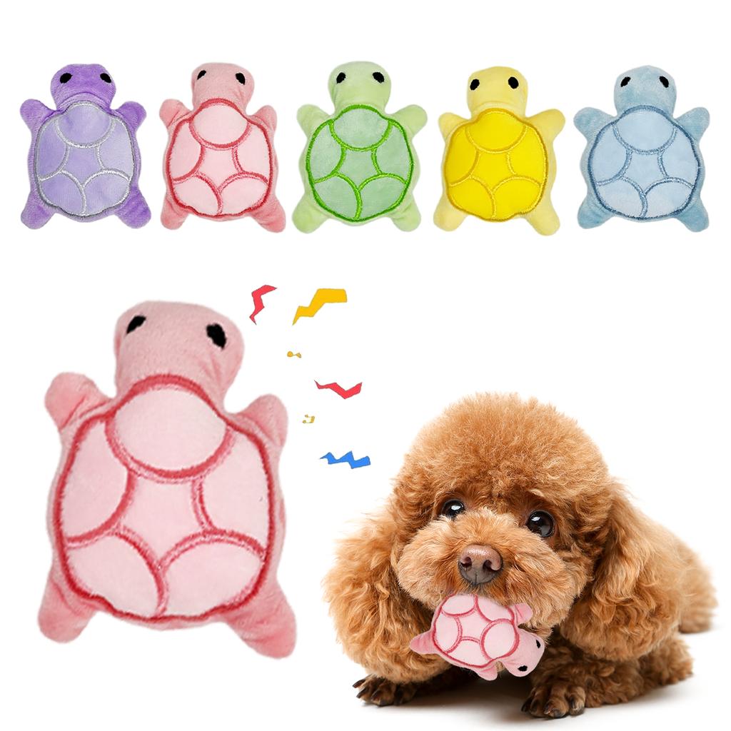 Mini pelúcia de cachorro tartaruga fofa, brinquedo de cachorro que faz barulho para morder, macio e seguro, bom para a saúde bucal, adequado para filhotes
