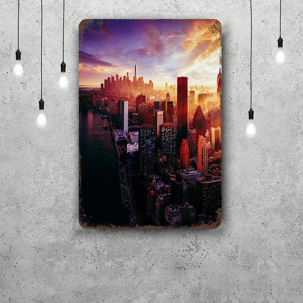 nyc skyline Vintage Metal Tin Signs Posters Decor Retro Metal Plaque Wall Art Decor for Garage Bar