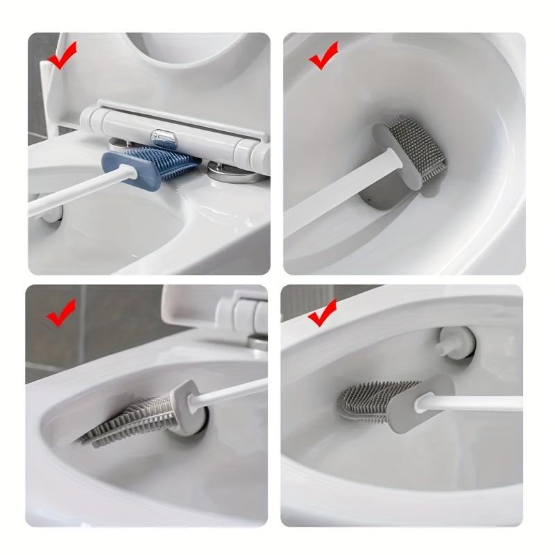 1 Satz mit 4 Wohnmobil-Toilettenbürsten mit Wandhalterung: Weicher Silikon-Bürstenkopf, Langer Griff und Extra Kleine Bürste für die Heimreinigung-RV Badezimmer-Essentiell
