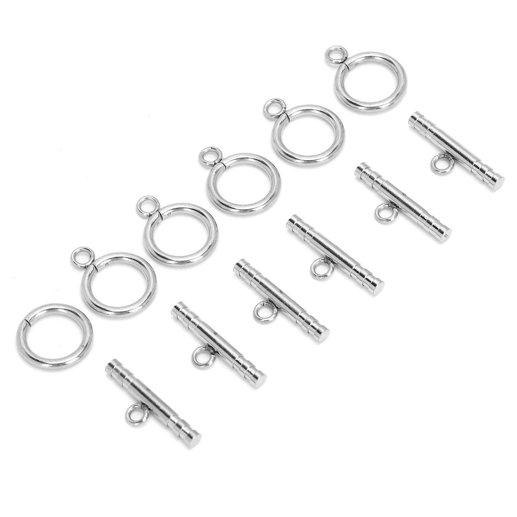 Stainless Steel Round Toggle Clasps T Bar Clasps for Necklace Jewelry Making Steel Color