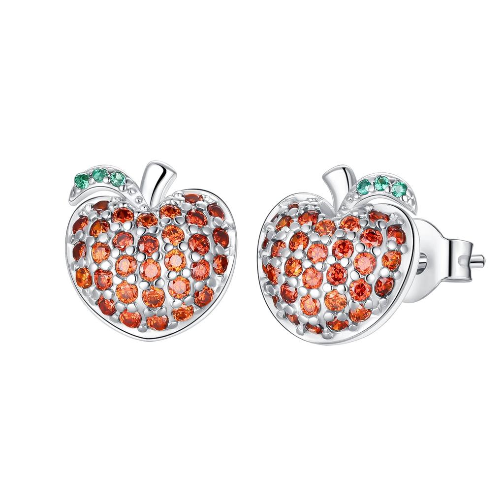 Original Earrings 925 Silver Fruit Series Cherry Strawberry Hoop Earrings Ear Studs Zircon Making Jewelry for Women Girl Party