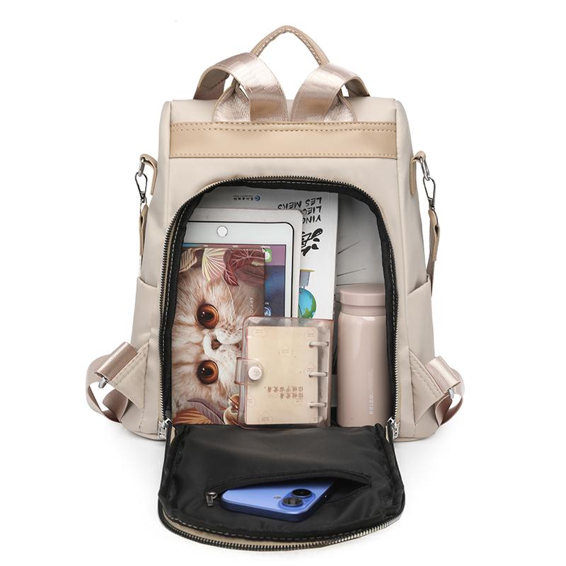Embroidered Rhomboid Backpack Large Capacity Women's Commuter Bag Multifunctional Shoulder Bag