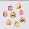 10pcs Color-Preserving Sand Gold Dripping Oil Fu Character Guochao Safety Lock Dragon Zodiac Pendant Diy Handmade Jewelry Accessories Gourd Pendant