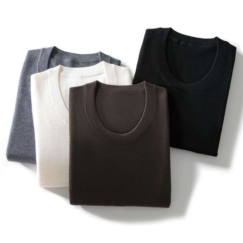 Autumn/Winter U-Neck Wool Sweater for Women - Slimming Knitted Base Layer Top