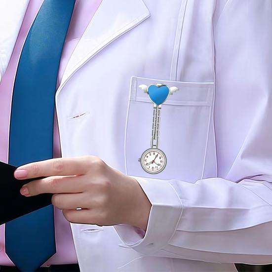 Nurse Quartz Watch Clip-on Doctor Watch Heart And Wings Design Watch for Chest Pocket Nurses Doctors Medical Professionals