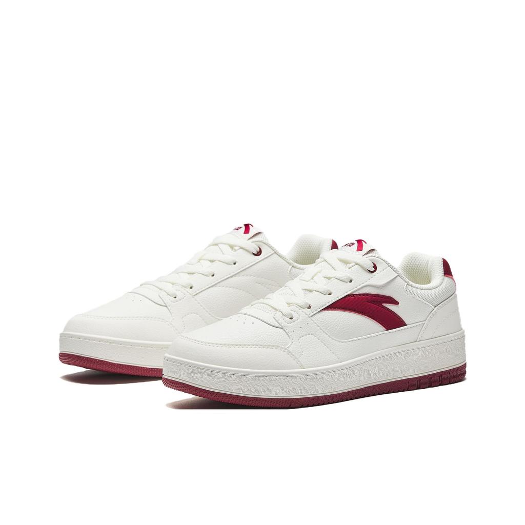 Anta Year 2 Simple Versatile Classic Fashion Durable Lightweight Low-Top Skate Shoes Women Sneaker White Red 922548068-6