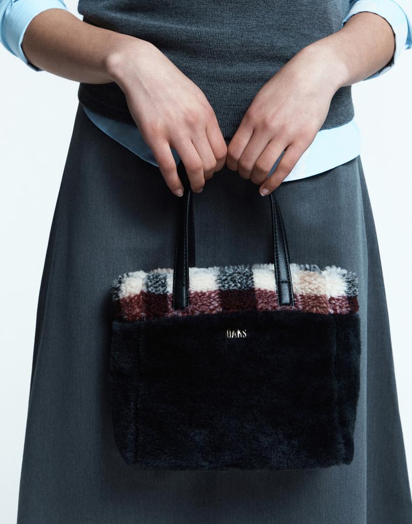 Daks Womens Accessories Black Eco-Fur Check Combination Tote Bag S Dcba5F984Bk