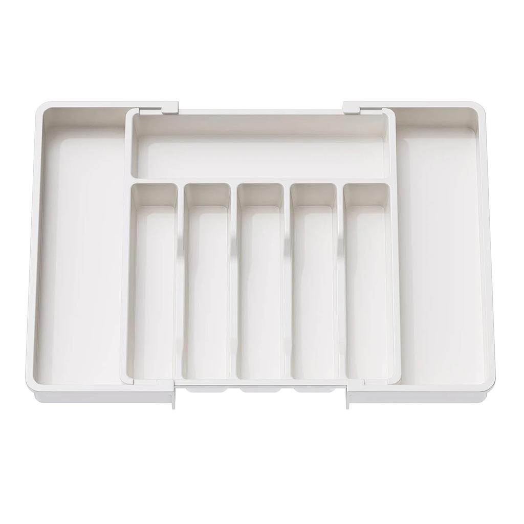 Upgraded Adjustable Plastic Cutlery Drawer Organizer Divided Storage Tray Space Saving Holder for Kitchen Knives Spoons Tableware