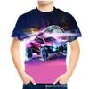 Summer Round Neck 3D Racing Series Printed Top Fashionable Casual Short Sleeved Children's Boy T-shirts