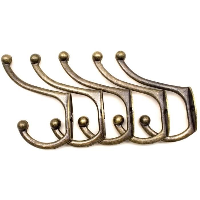 Crochets muraux - Fuxxer - Lot de 5 - Fer - Aspect bronze - Style vintage
