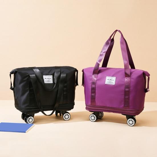 Expandable Rolling Duffle with Wheels Foldable Travel Large Capacity Double Layer Luggage Bag