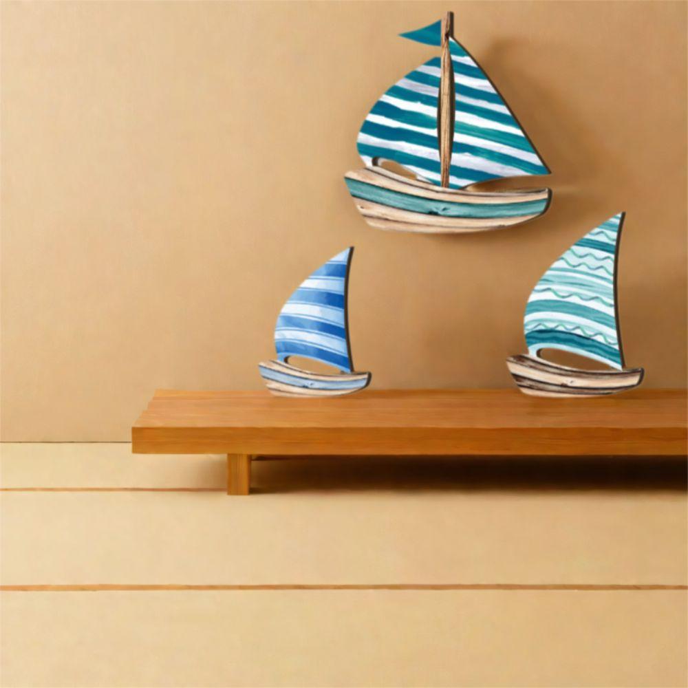 Retro Wooden Sailboat Wall Ornaments Hawaiian Style Ocean Sailboat Decor  Tropical Cafe Bar