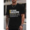 Men'S Short-Sleeved T-Shirt with Funny Italian Name | Summer Top with Geometric Pattern, Casual Style, Lightly Elasticized Fabric, Regular Fit.