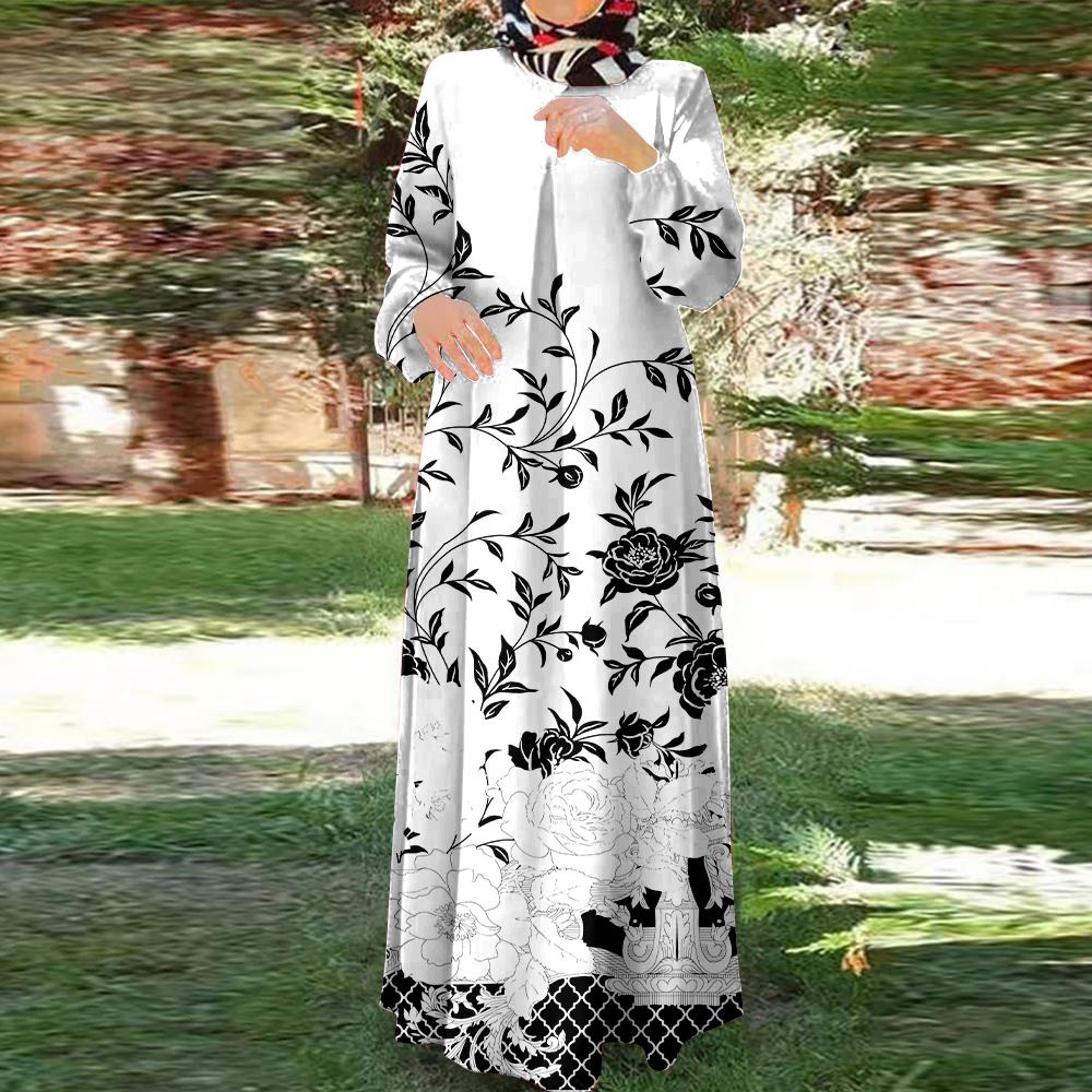 

Одежда для мусульманок, модная, свободная, с цветочным принтом, исламские платья, элегантные и удобные юбки в пол, большие размеры, высокое качество 3XL разноцветный