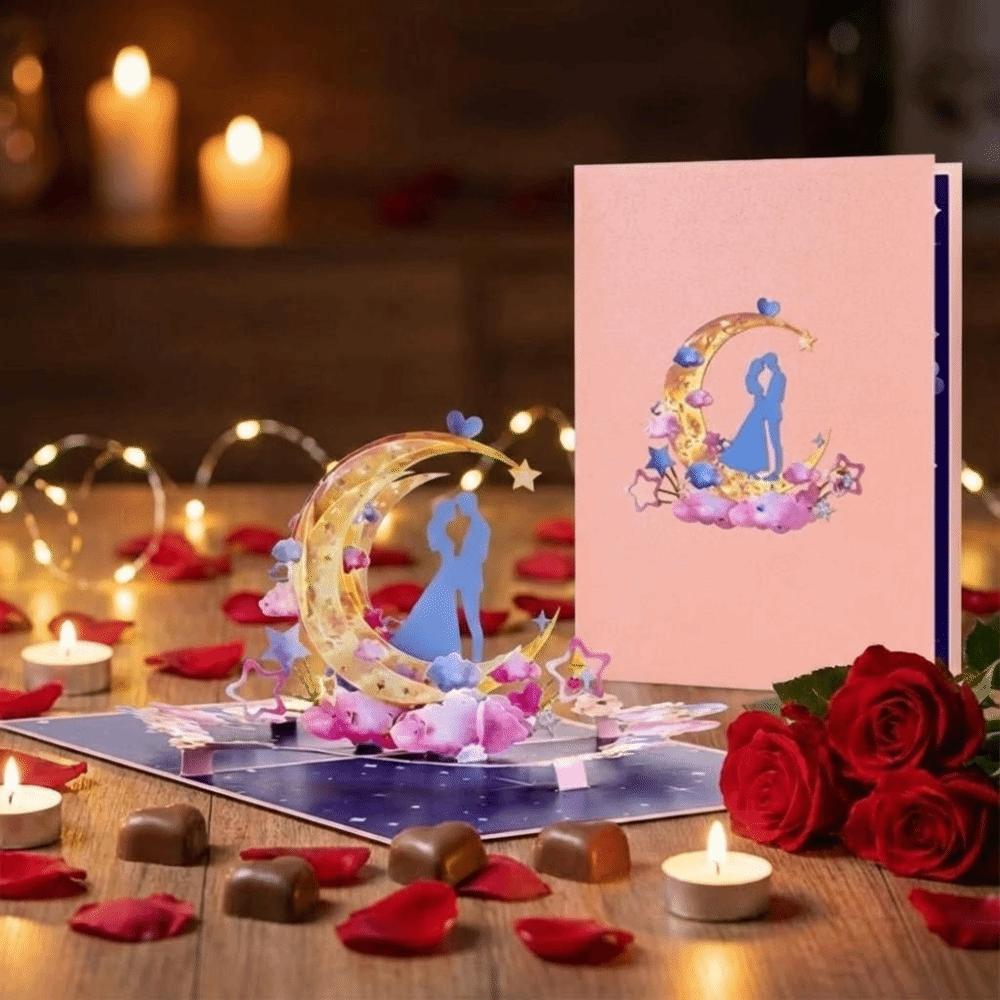 Elegant Pop-Up Valentine's Day Cards Paper Sculpture Stereo Love Postcard Birthday