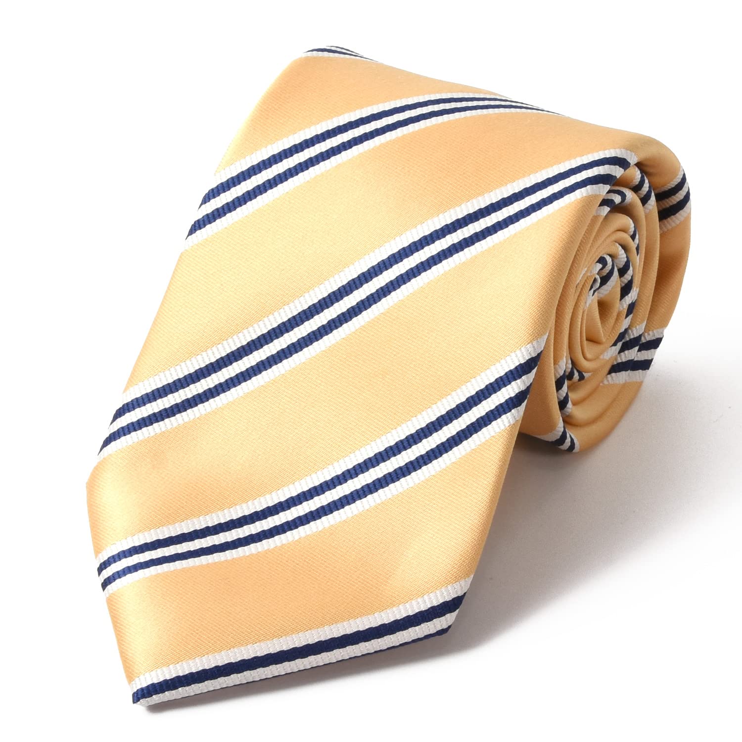 [Michiko London] Brand Necktie, Made in Japan, 100% Silk, Jacquard Weave, Regimental Stripe Pattern (A: Yellow)