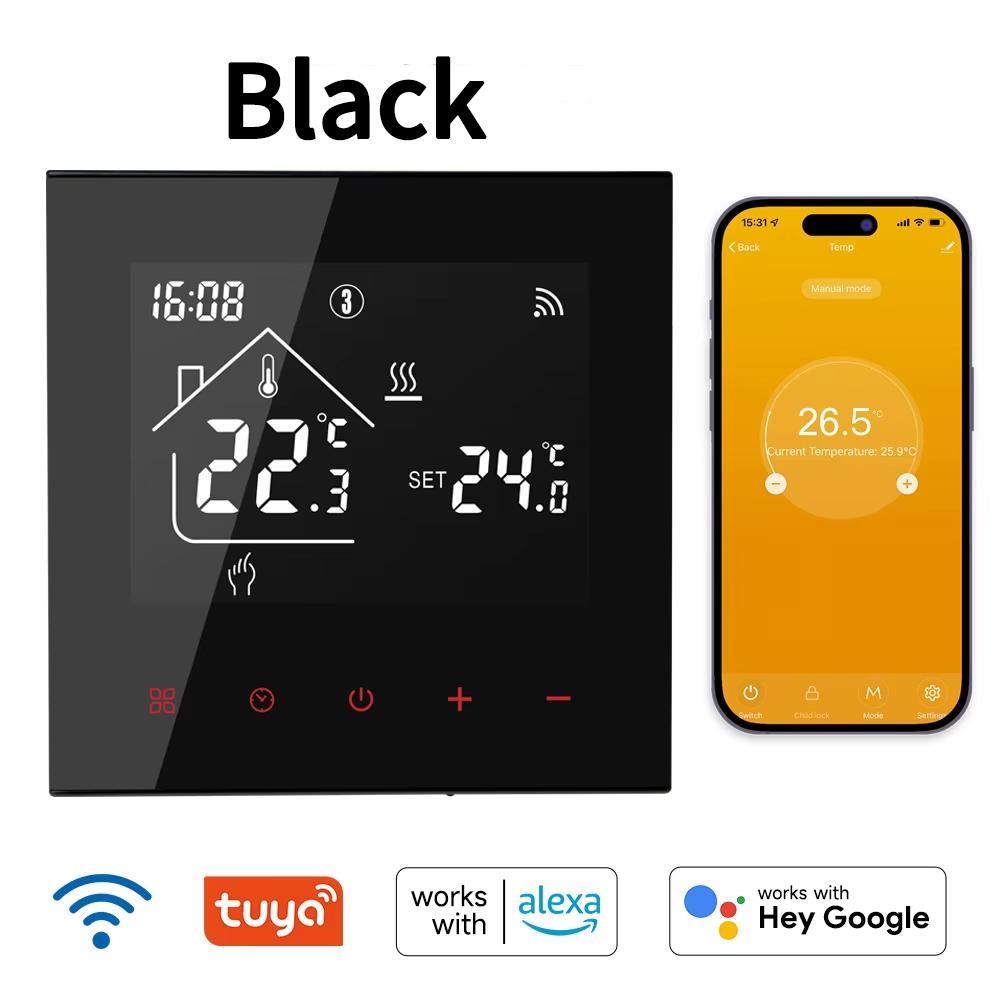M4A Samrt Wifi Thermostat 16A Temperature Controller With Voice Timing For Electric Warm Floor Heating Works With Alexa Google