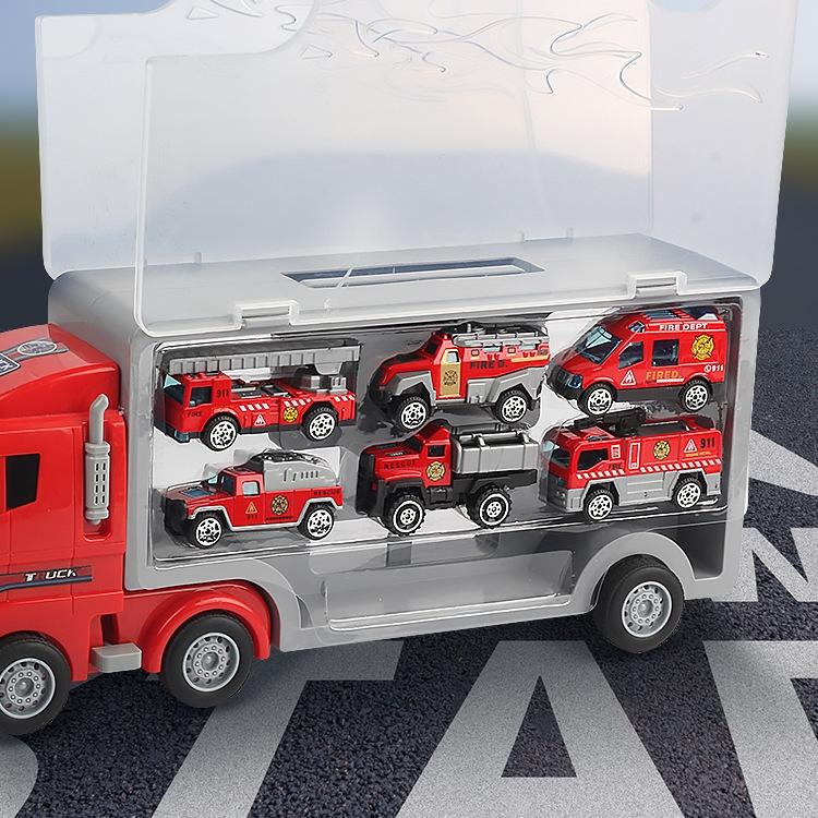 Alloy Children's Storage Container Car Alloy Return Car Simulation Fire Truck Engineering Vehicle Police Truck Engineering Vehicle
