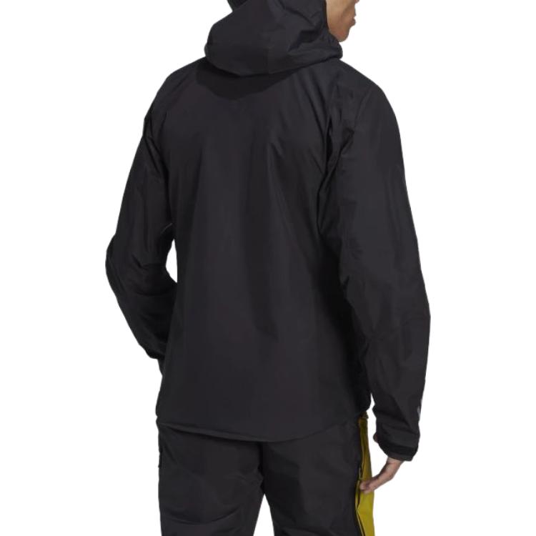 Adidas Letter Print Zip-Up Hooded Jacket Men Jackets Black HH8899