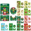 Christmas Bathroom Toilet Cover Christmas Dwarf Print U-shaped Floor Mat Water Tank Cover Four Piece Set