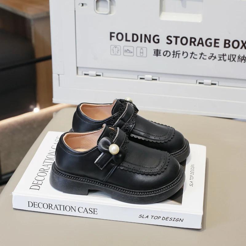 

2024 Новые Девочки Лоферы Универсальные Мягкие Бант Однотонные Стиль Лолиты Детская Мода Принцесса Вечеринка Свадебная Обувь Нескользящие Милые 26 чёрный