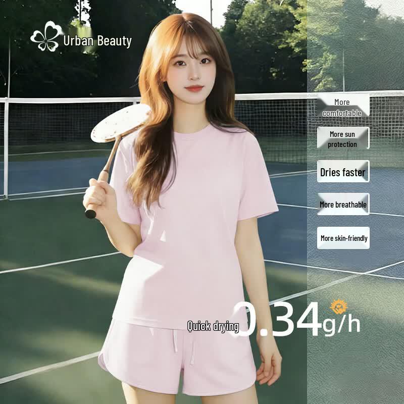 Women s Summer Quick-Dry Short Sleeve & Shorts Set 2XL