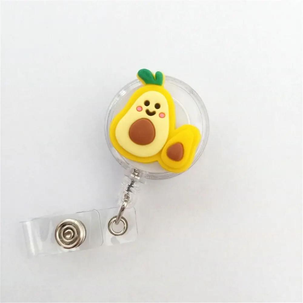 New Cute Silicone Fruits Avocado Retractable Pull Badge Reel ID Lanyard Name Tag Card Badge Holder Reels