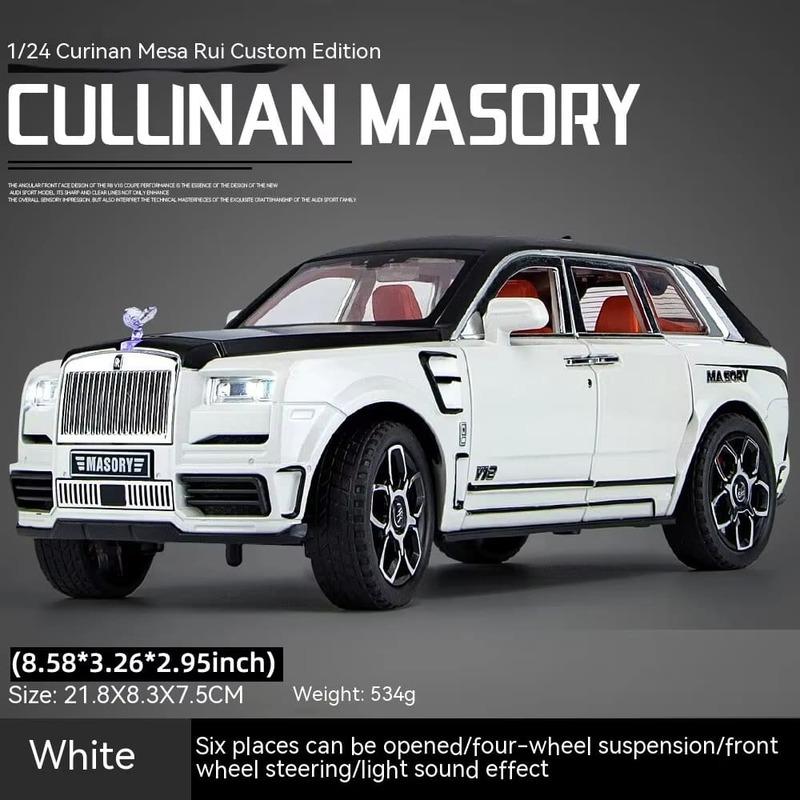 

Новый 1:24 масштаба модель внедорожника игрушечная машинка из цинкового сплава литая игрушечная машинка со звуком и светом переднее колесо управляемое подходит для детей мальчиков подарок белый