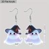 2D Flache Niedliche Acryl Halloween Hexenhut Geist Hängeohrringe Damen Halloween Accessoires Charmanter Schmuck Geschenk