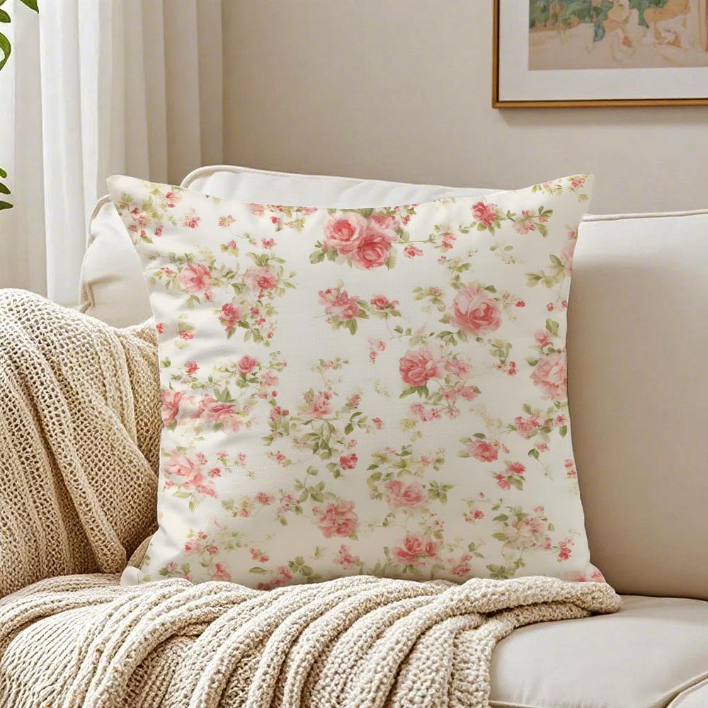 Frische Blumen und frische Kissenbezüge im Familienstil, Staubmilben-abweisend, Wohnzimmer Sofa Dekor Kissen Zimmer