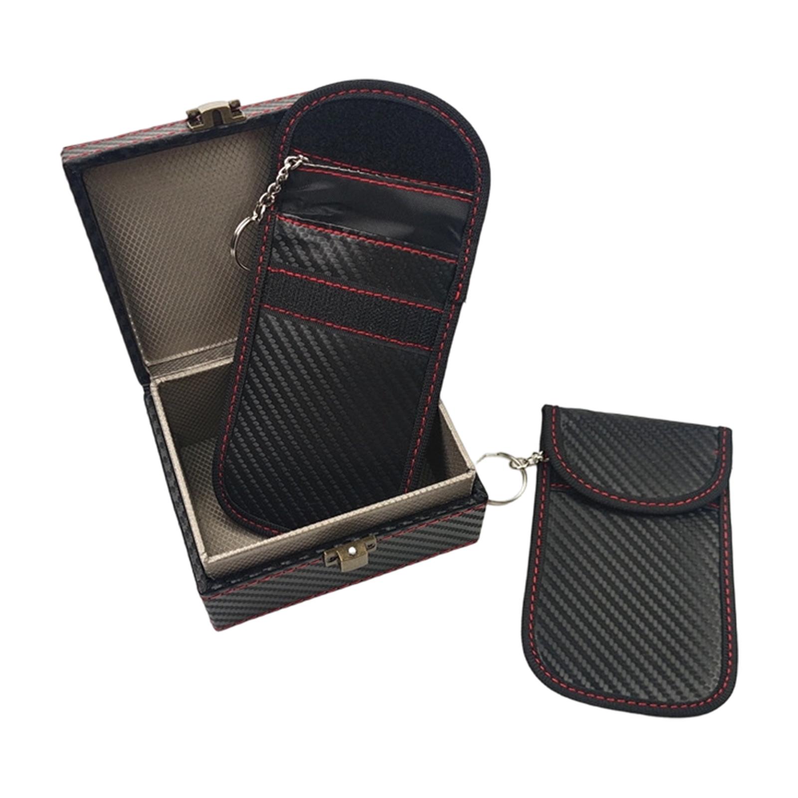 

Small Signal Protected Key Storage Box And 2 Carbon Fiber Key Cases For Vehicles And Home Use 1