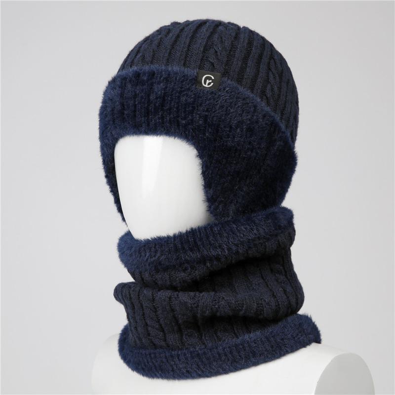 Hat Men's winter knitted wool hat Thickened ear protectors Warm and cold cotton hat