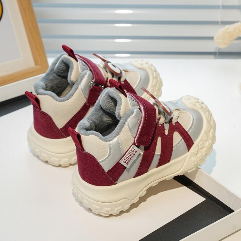 Kids Winter Fleece Lined Non Slip Soft Sole Toddler First Walking Sports Sneakers