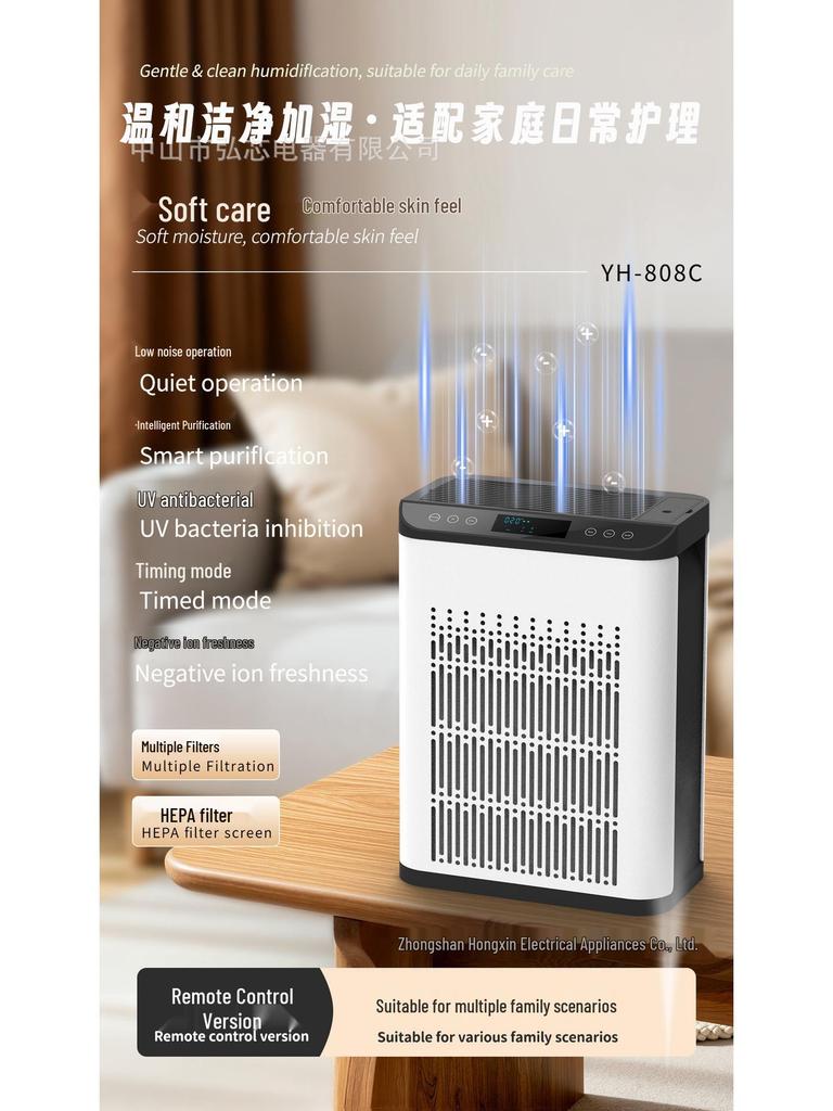 Air Purifier & Humidifier with Pet Hair Suction, Odor & Smoke Removal, and Negative Ion Technology
