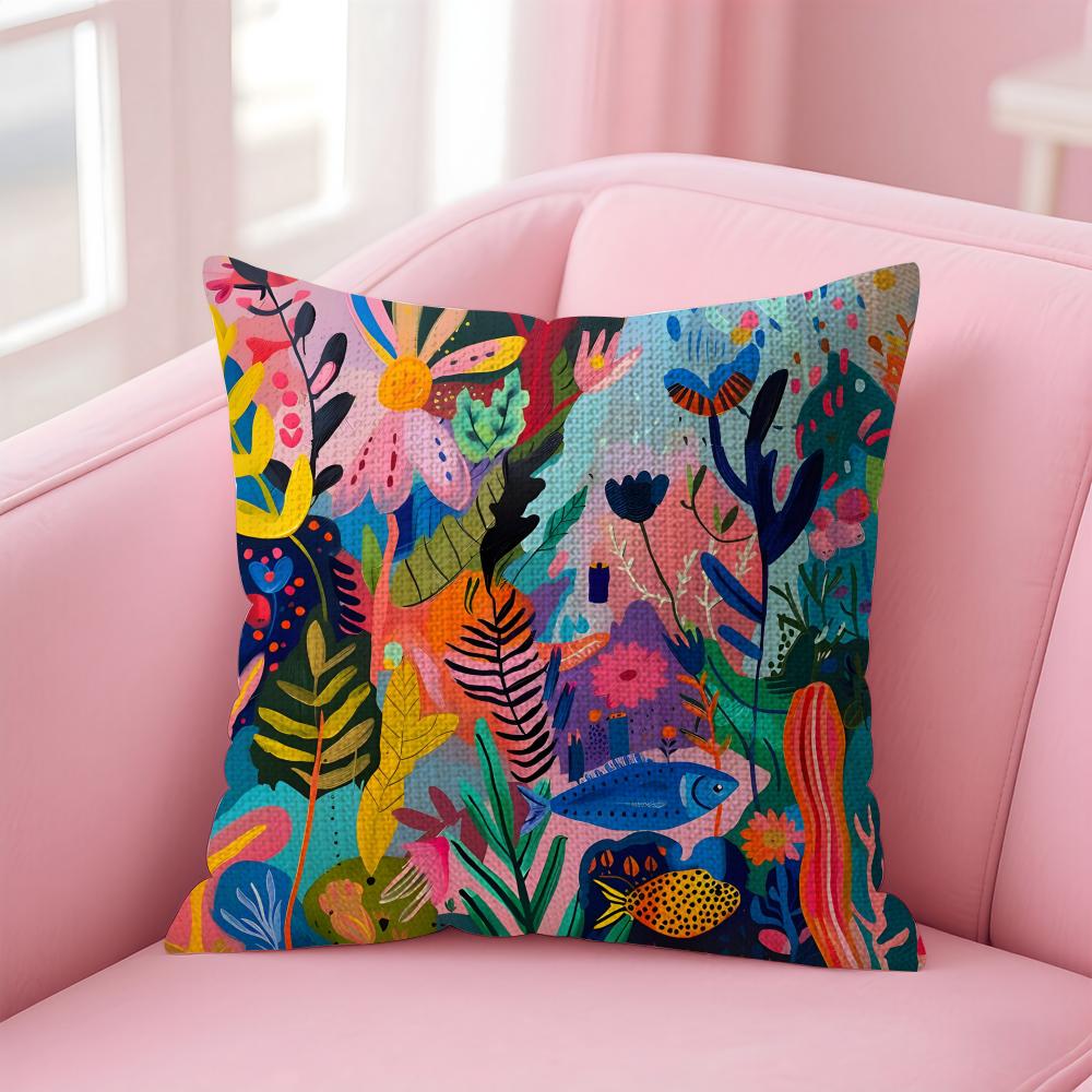 Marine Life Fashion Cushion Cover Natural Linen Pillow Case DoubleSided Print Decorative Sofa Pillowcase Home Decor Gift