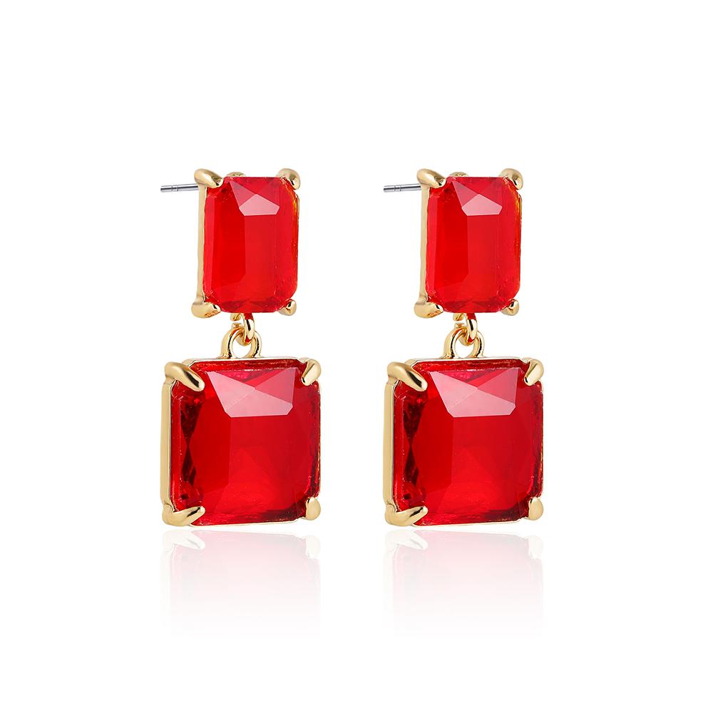 

Transparent Crystal Pendant Earrings for Women New Trendy Geometric Square Hanging Earrings Temperament Korea Zircon Gift красный