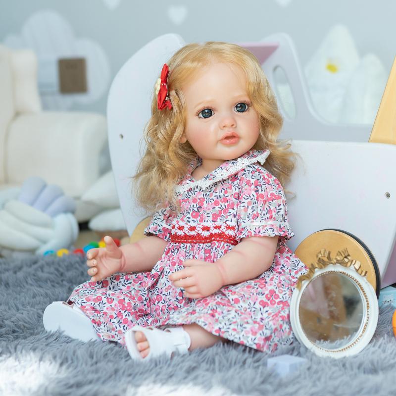55 cm Ganzkörper-Reborn-Kleinkind-Mädchen-Prinzessin-Betty-Simulationspuppe aus weichem Silikon-Vinyl, lebensechte Soft-Touch-flexible 3D-Haut, sichtbare Adern, Babypuppenspielzeug
