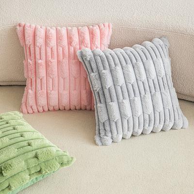 Moderner einfacher Ins-Stil Plüsch-Kissenbezug Zuhause Sofa Bett Kissenbezug Einfarbig Kaninchenhaar Dekokissenbezug